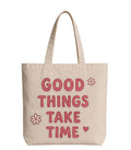 Supadaa Large Canvas Tote Bag For Women With Zipper Premium Cotton Shoulder Handbag Reusable Shopping Office College Travel Beach Grocery Bag (Good Time)