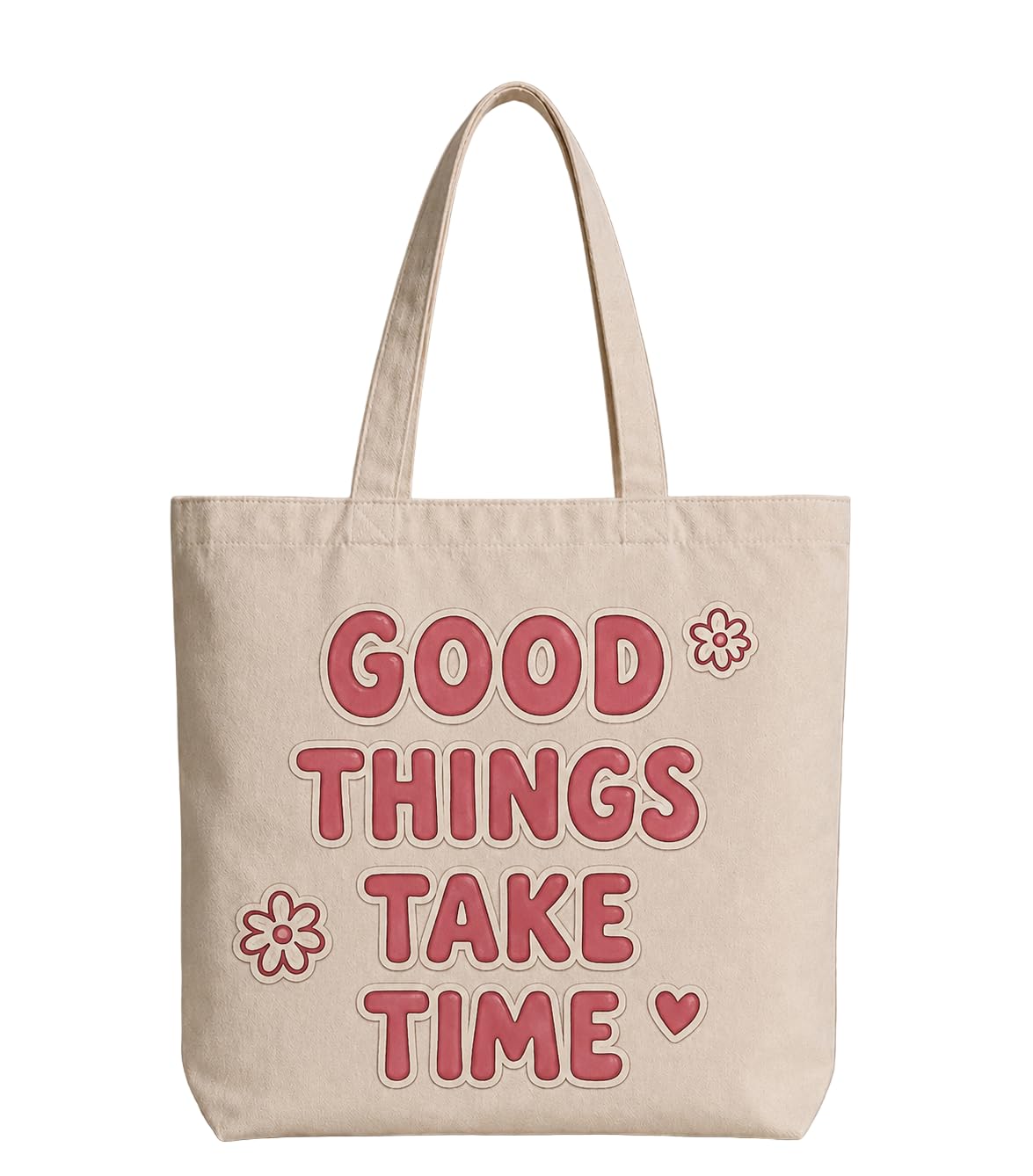 Supadaa Large Canvas Tote Bag For Women With Zipper Premium Cotton Shoulder Handbag Reusable Shopping Office College Travel Beach Grocery Bag (Good Time)