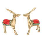 SVARUP Brass Deer Pair (2 Pcs) Showpiece for Home Decor Loving Couple Decorative Brass Items for Living Room and Gift
