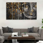 VIBECRAFTS Gautam Buddha Sculpture Wall Painting Set of Five For Home|Office|Living Room|Gift (PTVC5Pcs4_8655)