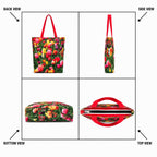 MINTHILL Canvas premium Tote Bag for Women with Zipper & liner, innerpocket Reusable Shoulder Bag for Shopping, Work, Travel, Daily Carry, Lightweight, Easy Care (Tulip Garden)