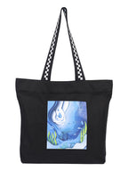 WOTM On The Move Tote | Premium Printed Cotton Canvas Tote Bag with Zipper & Inside Pocket, Stylish Everyday Travel Bag for Work, College, Office, Travel, Shopping (Save Water)
