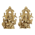 SVARUP Brass Radha Krishna Murti on Singhasan in Gold Color Height 6 Inch