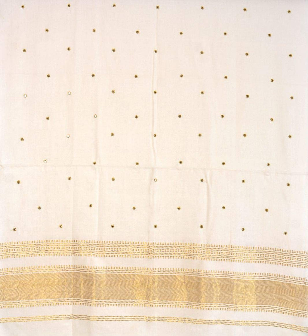Prijam Women's Shawl (R 46 Gold zari_Off-White_One Size)