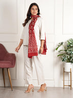 RAI SAHAB Fancy Scarf Lightweight & Comfortable for All Seasons(ST-62RED10)