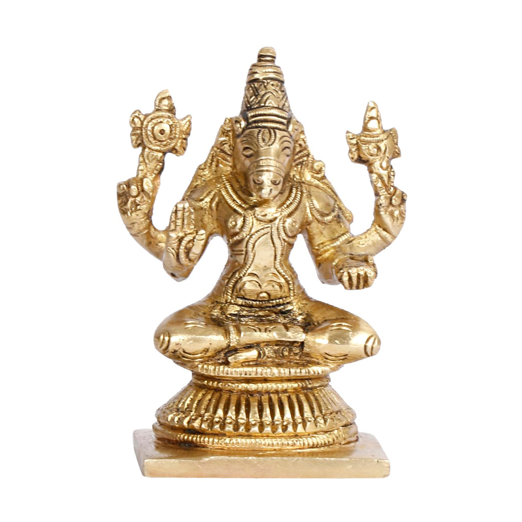 ARTVARKO Brass Varahi Amman Idol Statue Lord's Vishnu Varaha Avatar Statue Varaga Devi Idol Medium 3.5 Inch.
