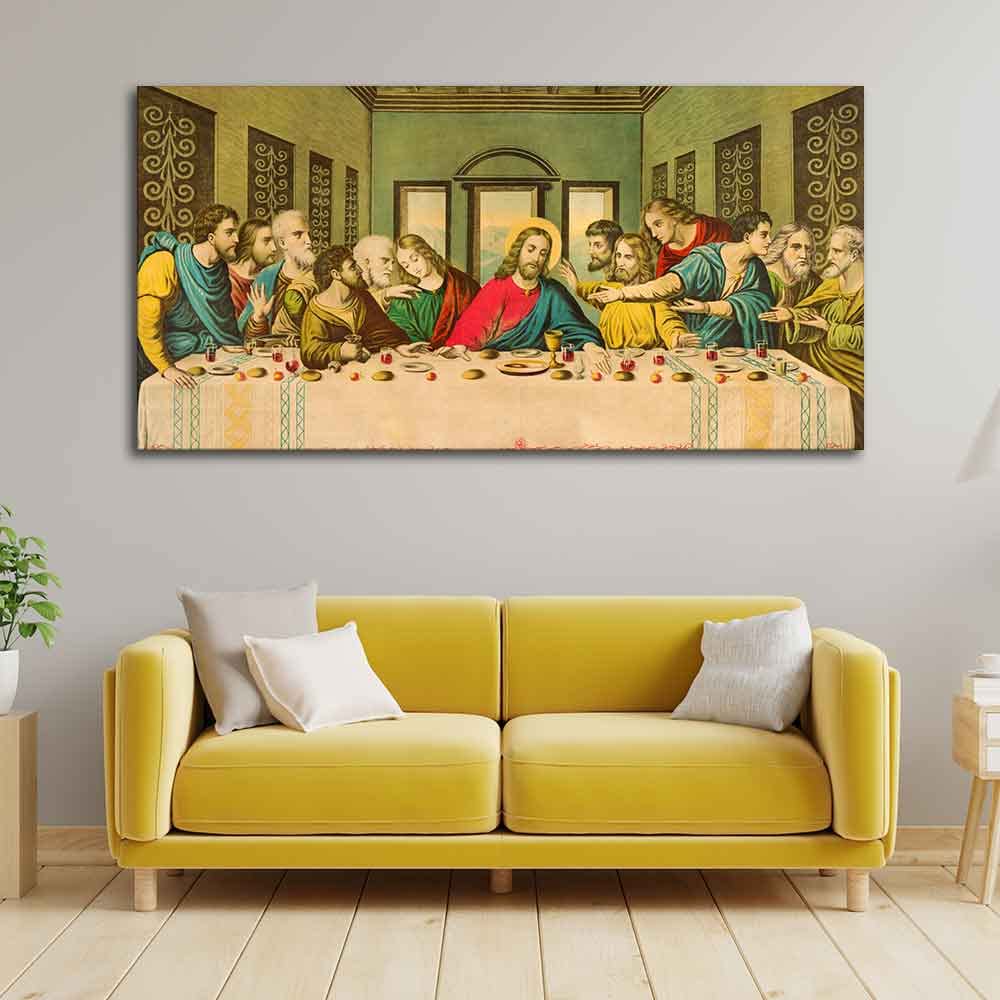 VIBECRAFTS Canvas Paintings for Living Room Drawing Room The Last Supper Of Chirst In Church Canvas Wall Painting Fitted With Wooden Frame For Home | Office | Living Room | Gift (PTVCH_2469)