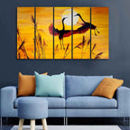 VIBECRAFTS Cranes Flying 5 Pieces Canvas Wall Painting For Home | Office | Living Room | Gift (PTVC5Pcs4_8509)