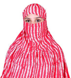 Vinsh Enterprise Cotton Long Scarf Cum Mask Scarves Usable for Vehicle Driver | White Printed Design | Universal Size | For Girl & Women | Soft & Breathable Sun Protection (Lining - Pink)