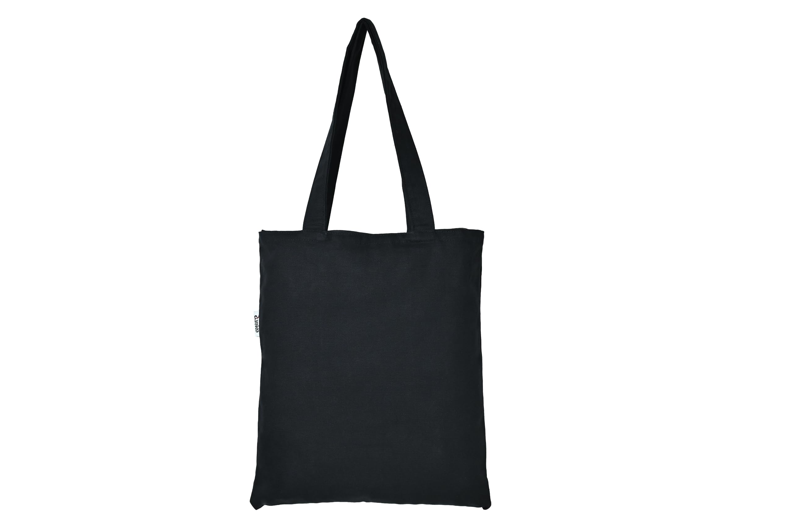 DANIOO DON'T WORRY WE CARRY Canvas Reusable Cloth Tote Bag With Zipper and Inner Pocket For Women and Girls Multipurpose College Washable Daily Use Shopping Pack Of 1 (Black) (Black & Royal Blue)