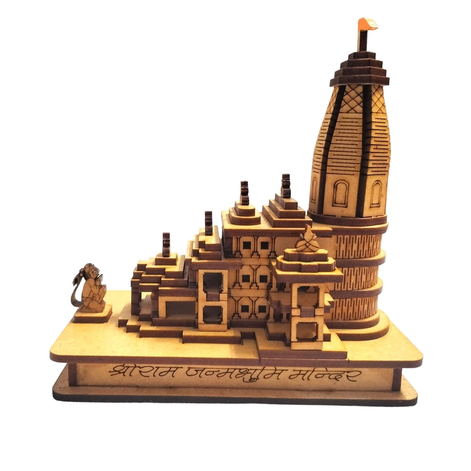 BUY N RELAX Shri Ram Mandir Ayodhya 3D Model Wooden Temple 5 Inches Decorative Wood Temple for Gift