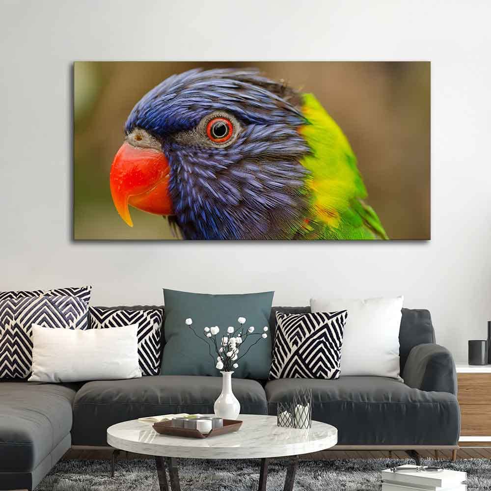 VIBECRAFTS Canvas Paintings for Living Room Drawing Room Colorful Parrot Premium Wall Painting Wall Painting Fitted with Wooden Frame for Home | Office | Gift (PTVCH_2315)