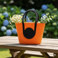 RUGSZONE Attractive Hand Bag | Large Tote | Summer Bucket | Bamboo Beach Basket for Women | Boho Handbag | Jute Handmade (Orang)
