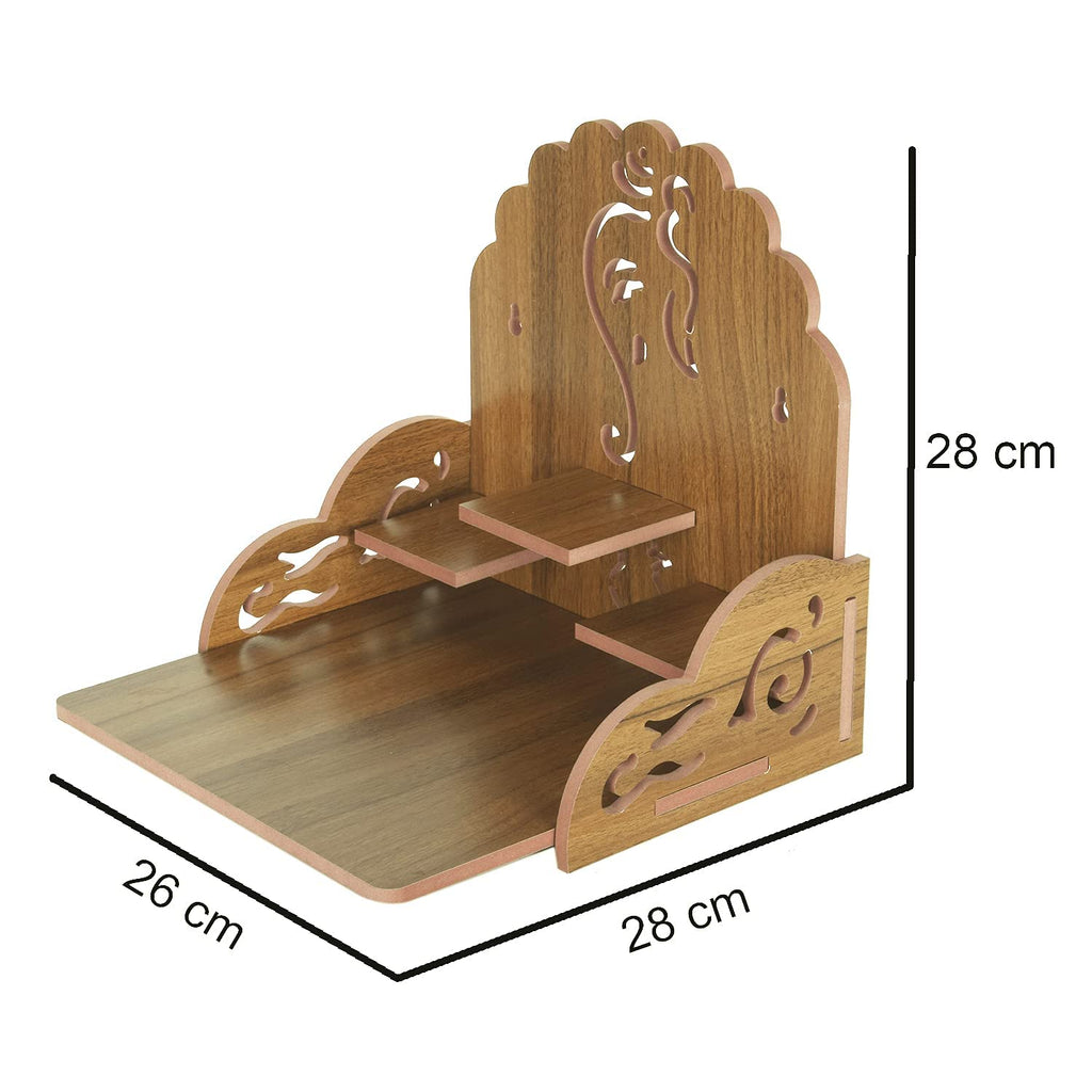 kriyanta Wooden Ganeshji Art Big Temple Son Dev Ghar Mandir for Pooja Home Solid Wood Temple Engineered Wood Home Temple. (Big Tempal Son 339)
