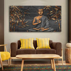 VIBECRAFTS Canvas Paintings for Living Room Drawing Room Buddha Sitting On Lotus Canvas Wall Painting Fitted With Wooden Frame For Home | Office | Living Room | Gift (PTVCH_2480)