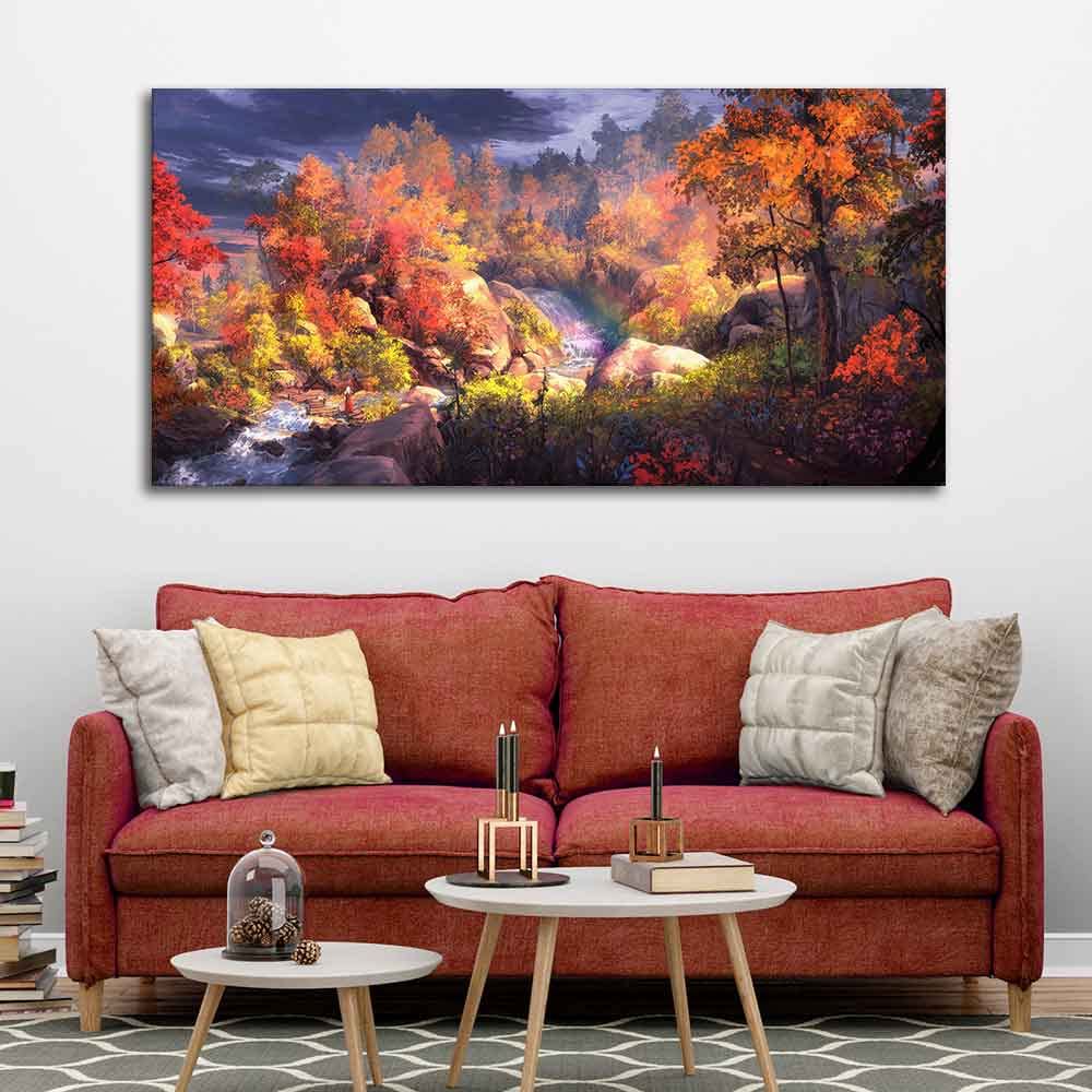 VIBECRAFTS Homcraft Canvas Paintings for Living Room Drawing Room Autumn Season Nature Scenery Canvas Wall Painting Fitted With Wooden Frame For Home | Office | Living Room | Gifts (PTVCH_2535)