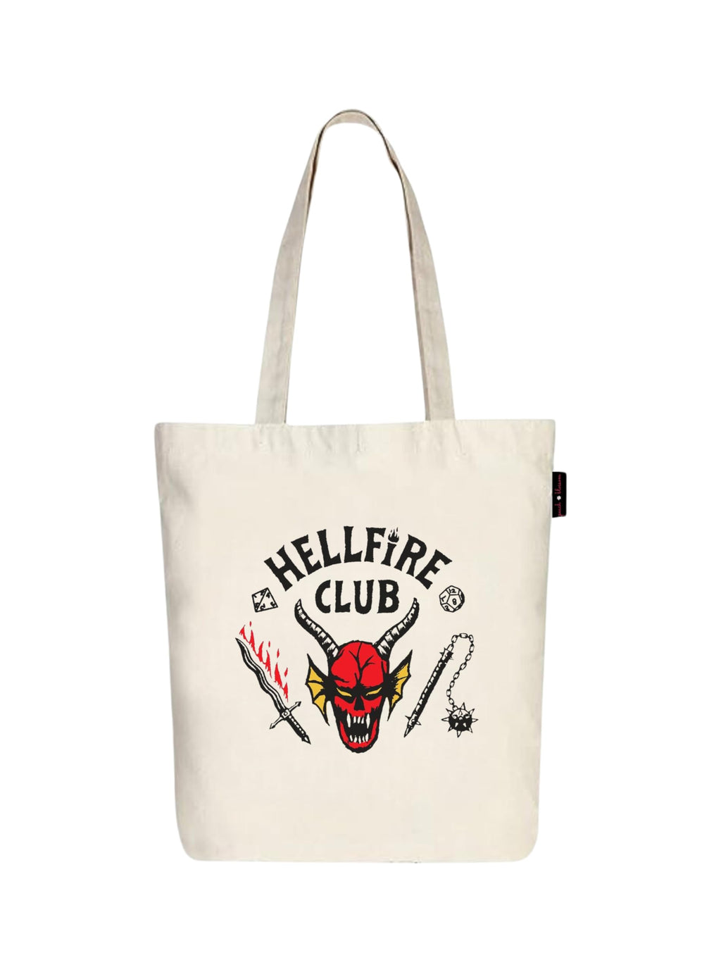 Peach Blossom Printed Cotton Zipper Tote Bags | CBAG - WHT-HELLFIRE