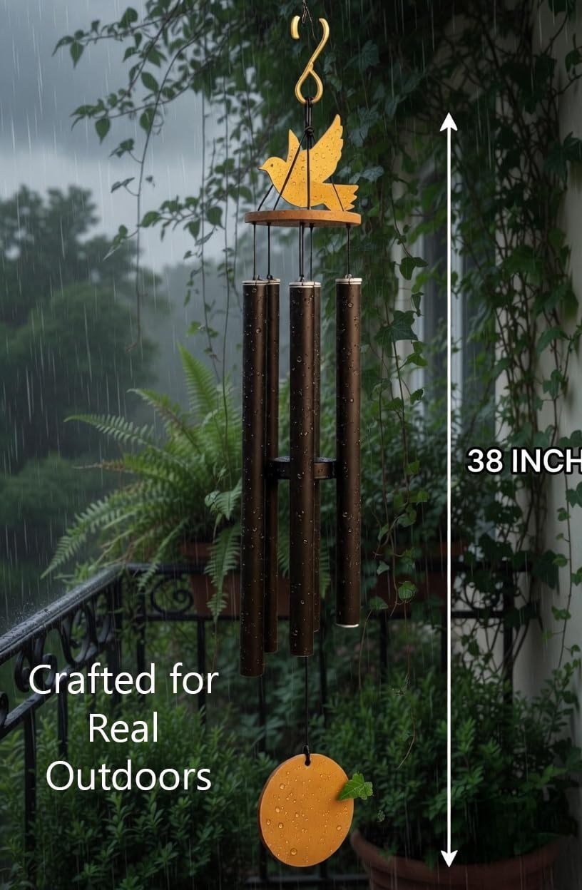 Paradigm Pictures Big Meditation Wind Chime 38 | Deep Sound Outdoor Chime for Home & Yoga Décor