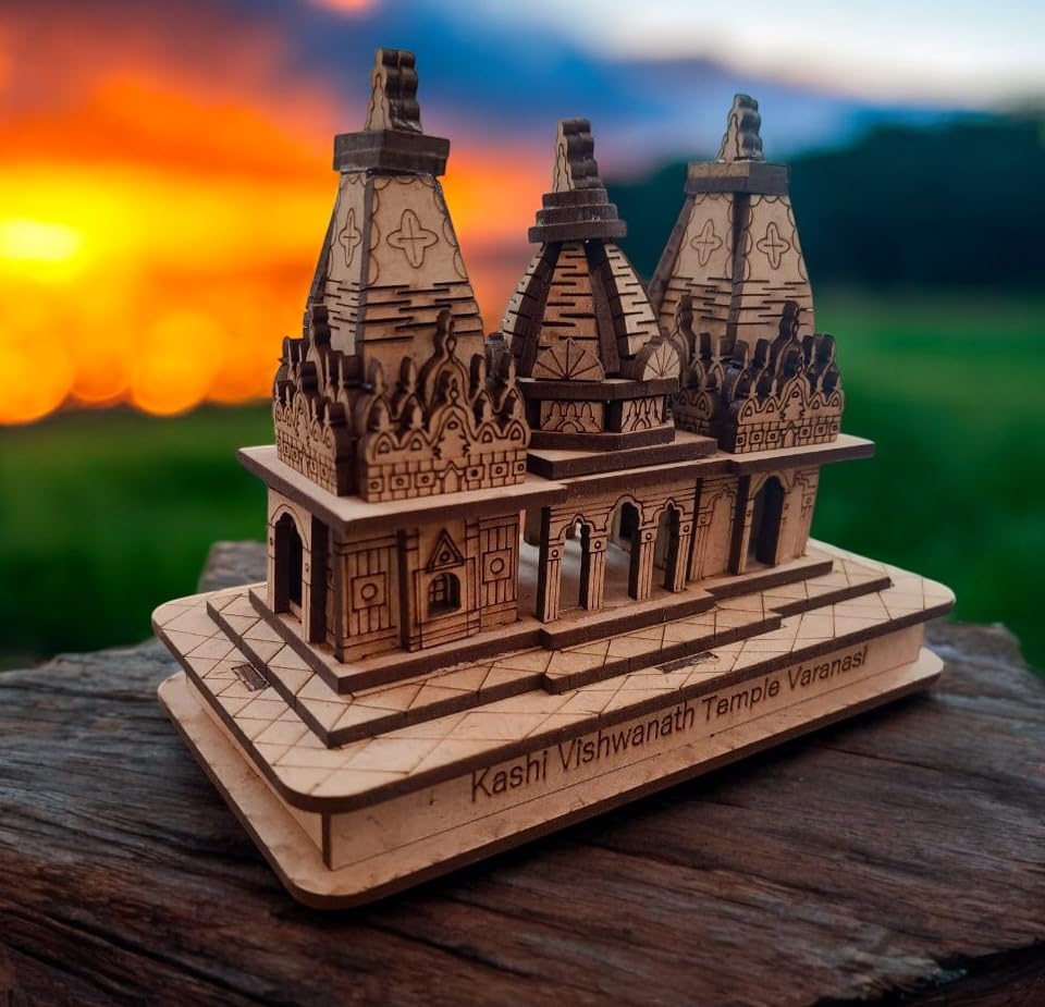 SriMaa Ventures Premium Kashi Vishwanath Mandir Model || Kashi Vishwanath Temple in Wood for Home Temple Decoration