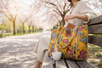 QRUBIS Quilted Cotton Tote Bag, Jungle Flower Safari Tropical Print, Large, Double Handle, 18x6x18 Inches, Unisex, Yellow Flower, Large