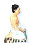 Model Gift House.. Anukul Maharaj.Traditional Meditation Statue, Handcrafted Ceramic Figurine, White and Natural Finish, Spiral Base Design 15-Cm.