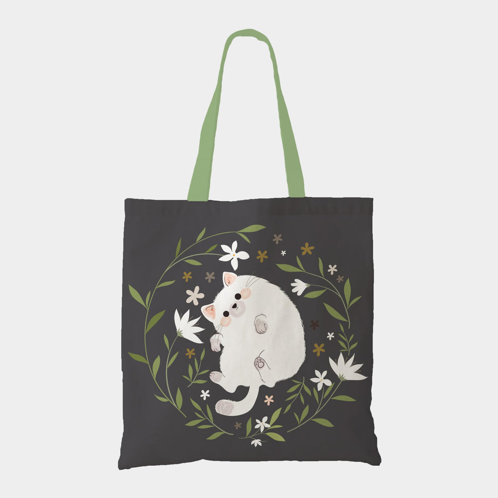 Purple Tree Cute Cat Canvas Tote - 1 Pc, Women's Printed Stylish Bag