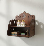 Bindian Wooden Pooja Mandir for Home Wall Mounted | Wooden Table Top God Temple | Pooja Stand for Home | Puja Mandir | Puja Unit for House | Temple for Office (Temple 2)
