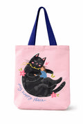 THE SACK CO. Large Canvas Tote Bag for Women, Tote Handbags for Women with Zipper & for College, Shopping, Office (tsc-My Happy Place Cat Tote Bag)