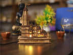 SriMaa Ventures Handcrafted Ram Mandir Ayodhya 3D Model Big Wooden Temple with Light (6X4 INCH)