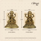 Shilpkala 2.3 Inch Antique Brass Lakshmi & Ganesh Ji Brass Idol - Ultra-Fine Detailing Brass Statue for Temple, Home Decoration, Office Desk Decor, Pooja Room, Meditation & Worship, (Coffee Antique)