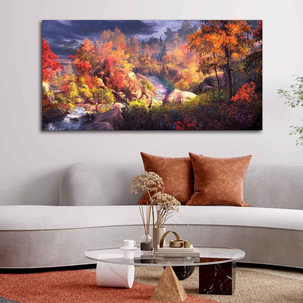VIBECRAFTS Homcraft Canvas Paintings for Living Room Drawing Room Autumn Season Nature Scenery Canvas Wall Painting Fitted With Wooden Frame For Home | Office | Living Room | Gifts (PTVCH_2535)