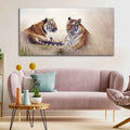 VIBECRAFTS Canvas Paintings for Living Room Drawing Room Two Tigers In Forest Premium Wall Painting Fitted With Wooden Frame for Home | Office | Gift (PTVCH_2339)