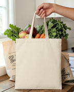 100% Natural Cotton Tote Bag (14x16 Inch) | Eco-Friendly Reusable Canvas Grocery Shopping Bag | Washable Heavy-Duty Cloth Shoulder Jhola Bag for Women & Men