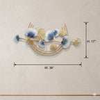 Mahira Artefacts Luxury Metal Wall Art, Blue and Gold Ginkgo Leaf 3D Wall Hanging, Modern Iron Sculpture for Living Room, Bedroom and Dining Hall