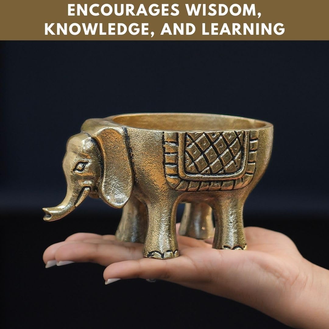 BEHOMA Metal Elephant for Good Luck,Statue for, Gold, 15.5cm
