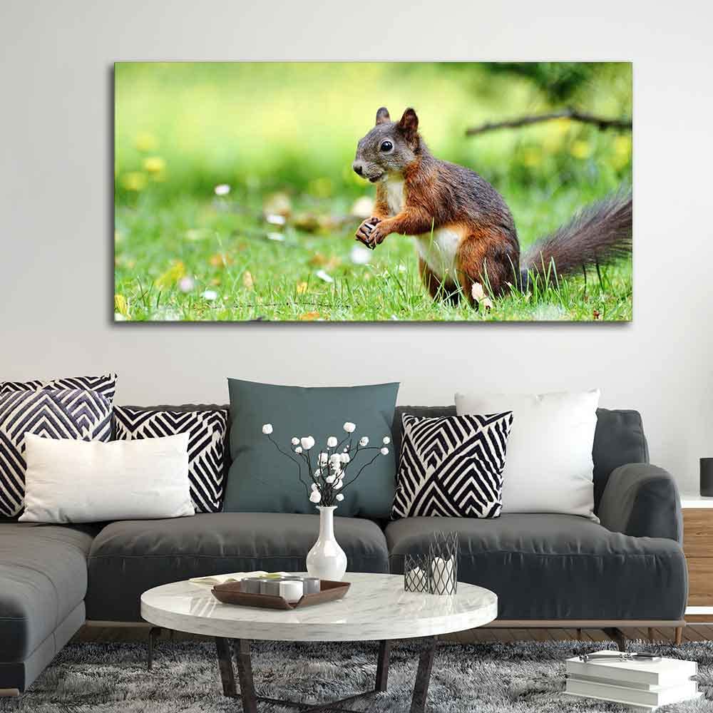 VIBECRAFTS Canvas Paintings for Living Room Drawing Room Little Squirrel In The Park Premium Wall Painting Wall Painting Fitted with Wooden Frame for Home | Office | Gift (PTVCH_2321)