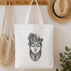 Adorvue Shrinath Ji DIY Art Tote Bag for Kids & Adults – Reusable Canvas Cotton Tote Bag for DIY Painting & Creative Activities, Stylish Eco-Friendly Bag for Shopping, Travel & College Pack of 1