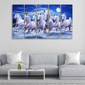 VIBECRAFTS Seven Running Horses in Water Canvas Wall Painting For Home|Office|Living Room|Gift (PTVC5Pcs4_8741)
