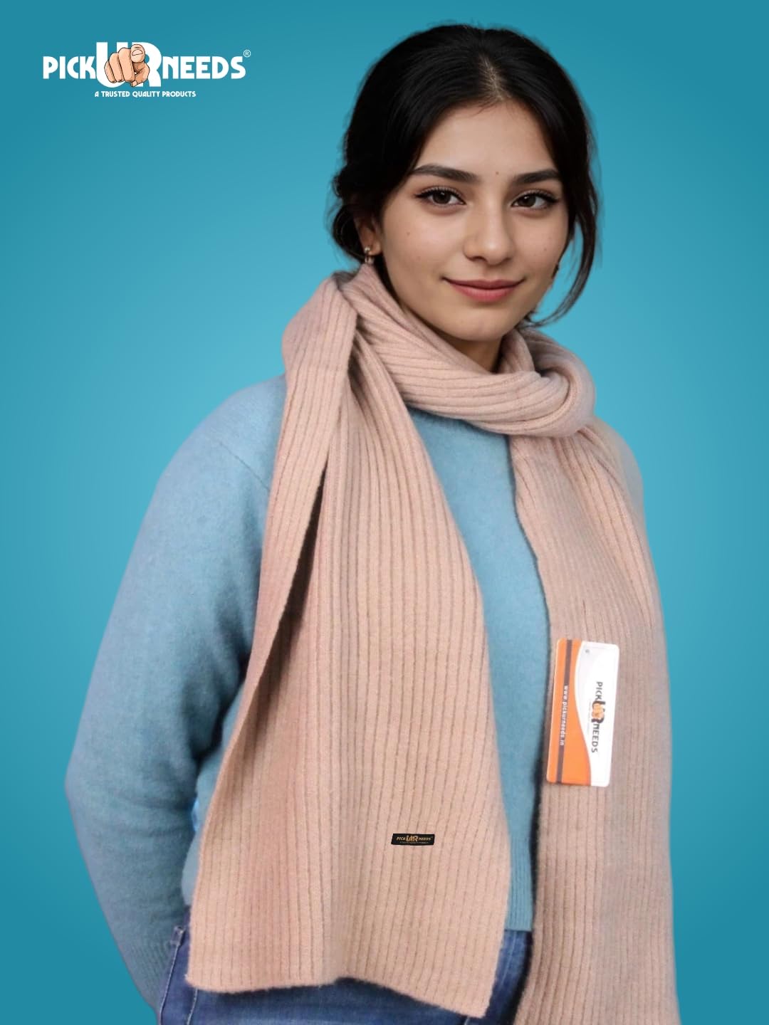 Pick Ur Needs Ultra Soft Ribbed Knit Muffler for Women Warm Winter Woolen Scarf Cozy Lightweight Neck Warmer for Casual & Outdoor Use