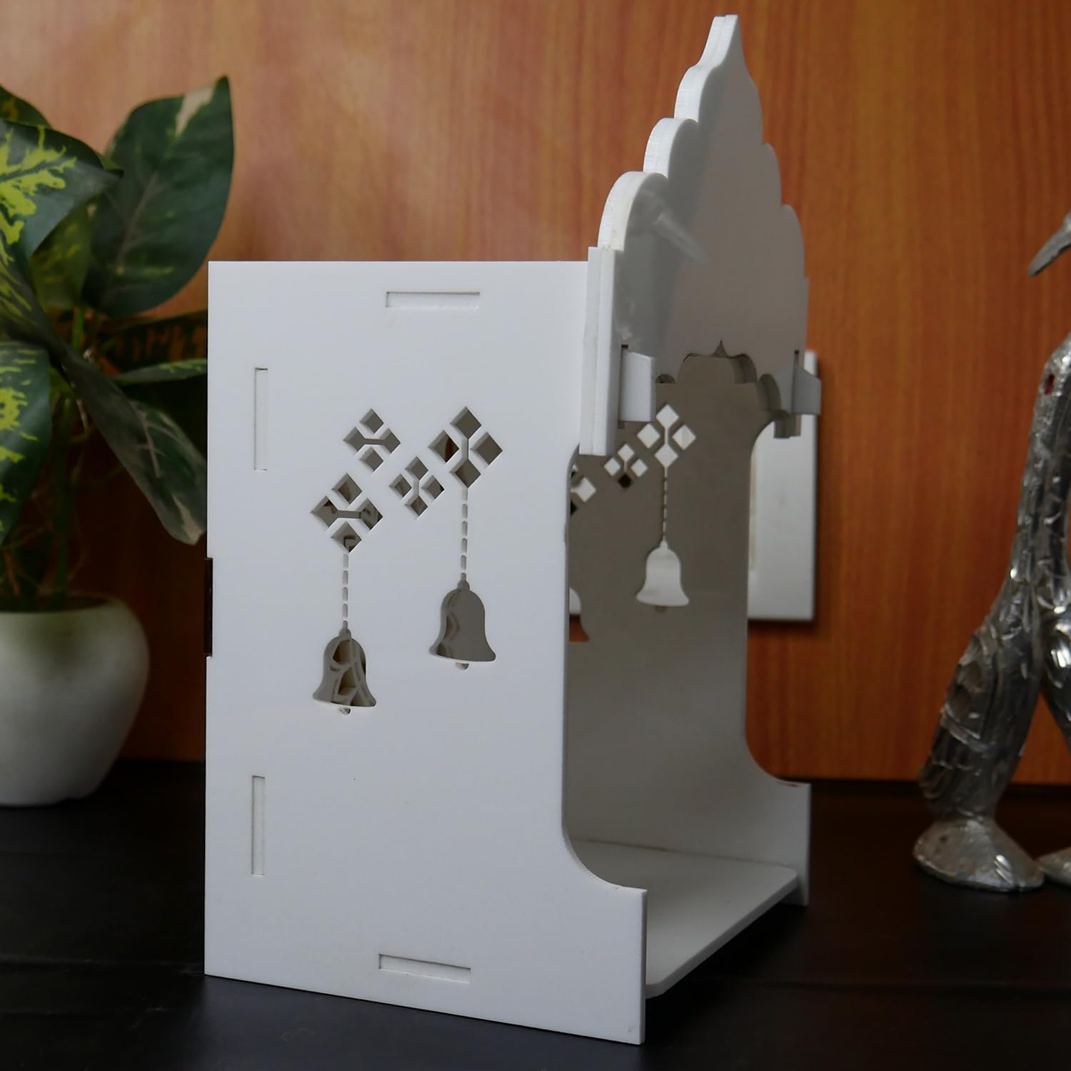 StarLaser Acrylic Handmade Mini Temple with Light for Small Space Pooja Room Wall Hanging Home & Office Decoration (10x5.5 inch)