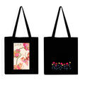 Peach Blossom Reusable Zipper With Pouch Tote Bags, 100% Cotton Shopping/Grocery Bag, Multi-Purpose Bag 5kgs Capacity, 2 Pack (BlkLineFlow_Blacjustbreath)