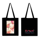 Peach Blossom Reusable Zipper With Pouch Tote Bags, 100% Cotton Shopping/Grocery Bag, Multi-Purpose Bag 5kgs Capacity, 2 Pack (BlkLineFlow_Blacjustbreath)