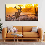 VIBECRAFTS Canvas Paintings for Living Room Drawing Room Red Deer In Forest At Sunrise Canvas Wall Painting Fitted with Wooden Frame for Home | Office | Gift (PTVCH_2349N)