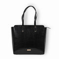 The Gusto Beyond+ Croco - Premium Vegan Leather Tote Bag for Women, Big Size, Black | Stylish Handbag for women with Zip Closure | Fit for Office Bag, College, Travel Use | Handcrafted in India