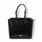 The Gusto Beyond+ Croco - Premium Vegan Leather Tote Bag for Women, Big Size, Black | Stylish Handbag for women with Zip Closure | Fit for Office Bag, College, Travel Use | Handcrafted in India
