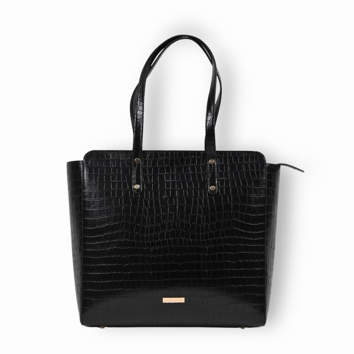 The Gusto Beyond+ Croco - Premium Vegan Leather Tote Bag for Women, Big Size, Black | Stylish Handbag for women with Zip Closure | Fit for Office Bag, College, Travel Use | Handcrafted in India
