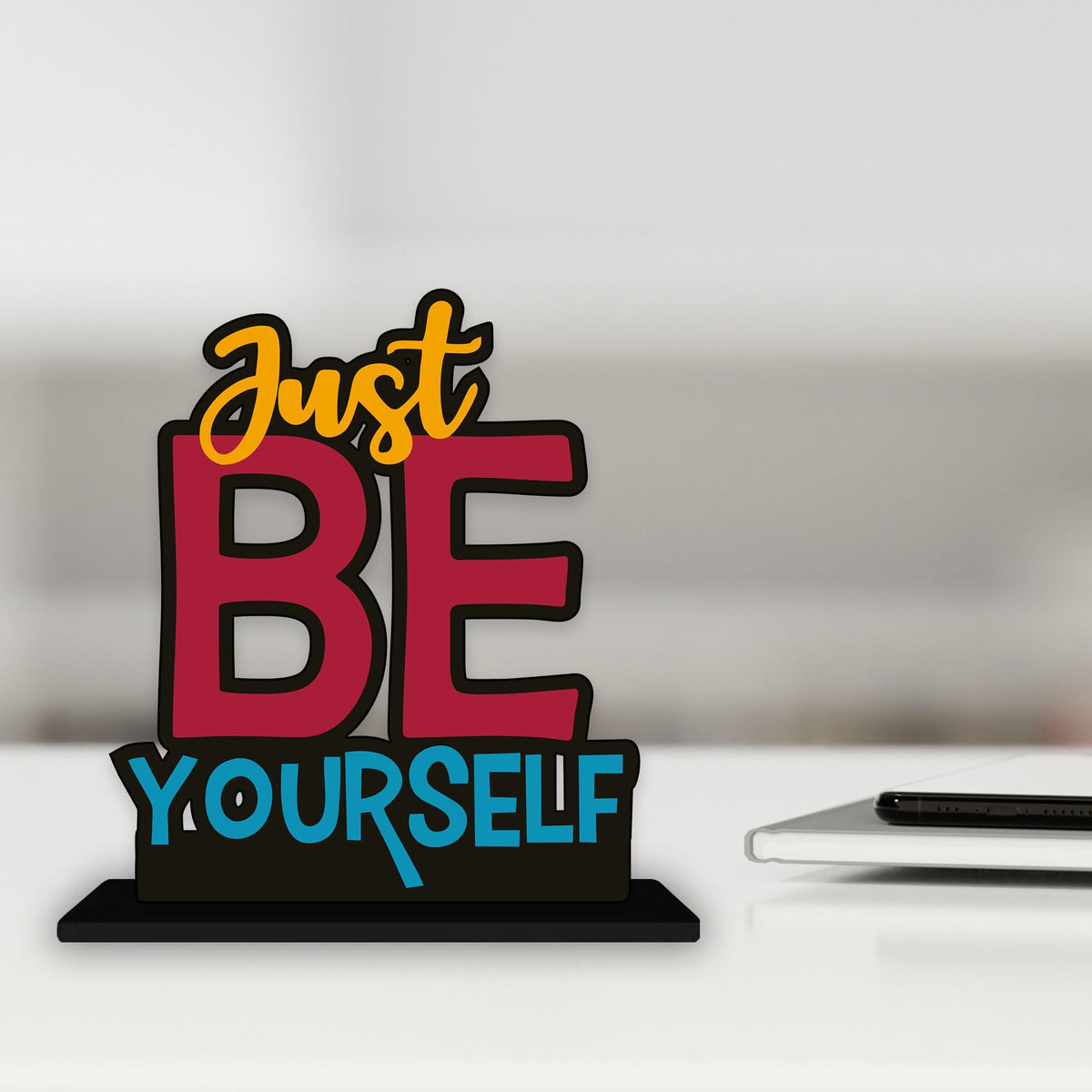 Artvibes Wooden Idols and Figurine Just Be Yourself Quotes Table Decoration for Office Desk | Home Decor | Living Room | Modern Art Wood Showpiece Gift Items (SP_1163)