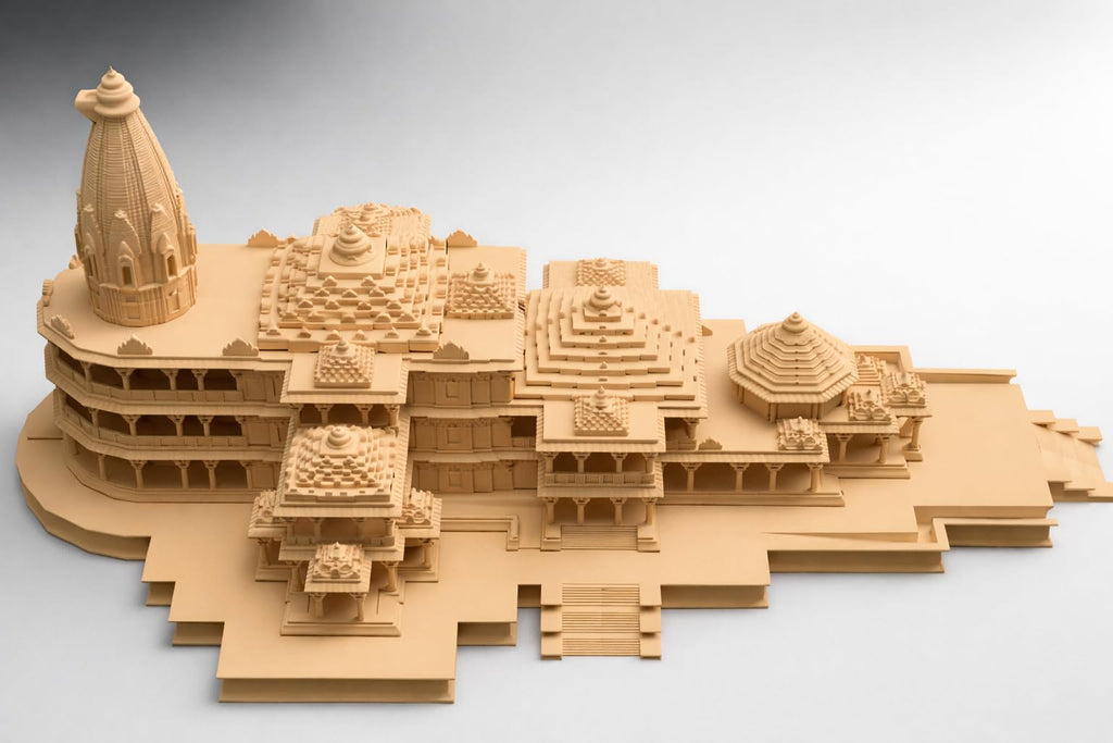 Ram Mandir Ayodhya Premium Miniature Replica | High Detail 3D Printed Resin Temple Model