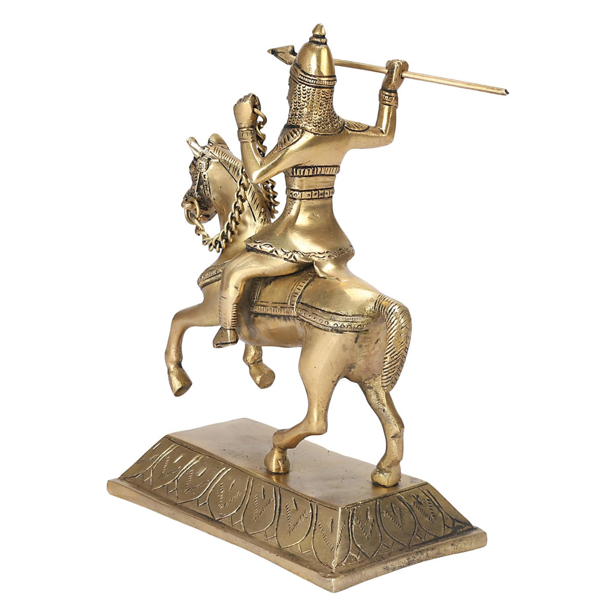ARTVARKO Brass Maharana Pratap on Chetak Horseback Warrior Jumping Horse Sculpture Statue 8 Inch