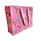 Bazaar Bhoot Edition Premium Cotton Quilted Shopping Tote Bag - Multipurpose Long Lasting Foldable Reusable Bag with zipper for Shopping, Travel & Daily Use - Made in India (Pink)